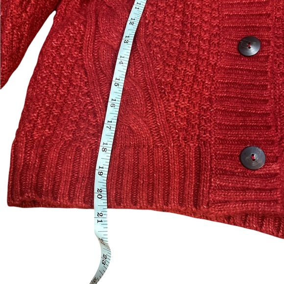 Abercrombie Wool Cable Knit Button Cardigan Sweater Red XS (Runs Large) - Picture 6 of 8